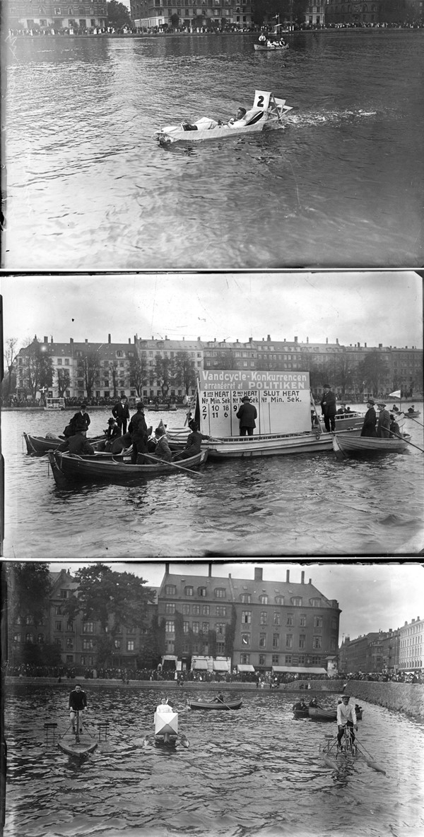 Motiv: Politikens vandcykelløb på Sortedamssøen i perioden 1915-1916